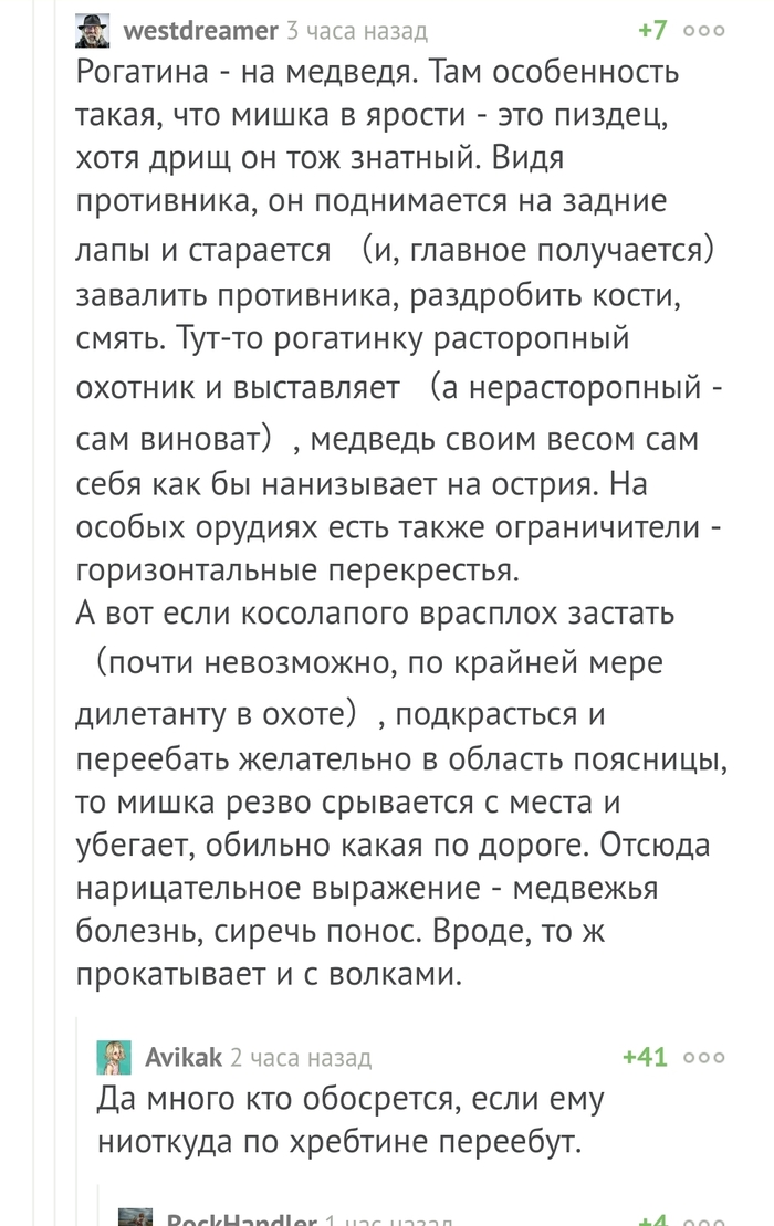 Особенности национальной охоты - Комментарии, Охота, Рогатина, Особенности физиологии