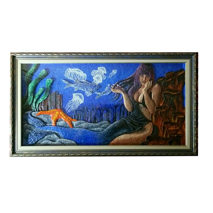 Painting HALI Mermaid artist Bear - , , Modern Art, Mermaid, 