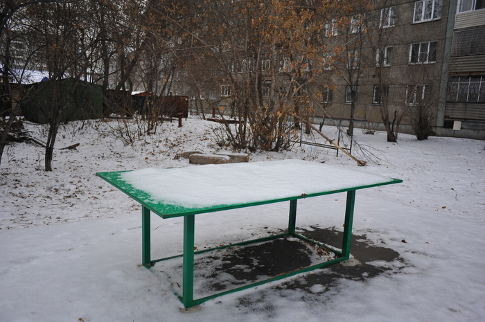 Table tennis. - My, Winter, Table tennis, Town, Snow