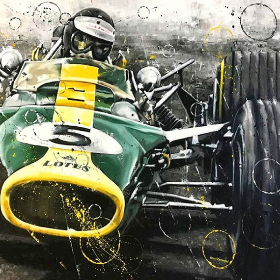 Jim Clark driving a Lotus - Formula 1, Jim Clark, Lotus F1, Art