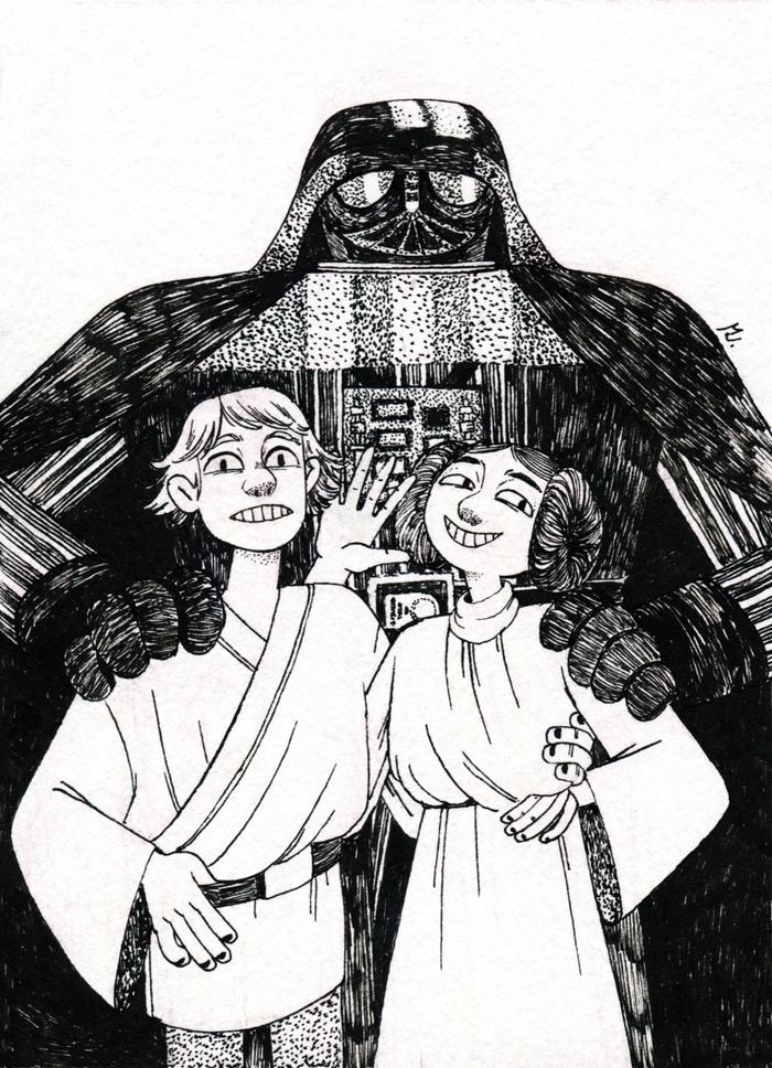 Illustration for Star Wars - Star Wars, Darth vader, Luke Skywalker, Princess Leia, Illustrations, Drawing