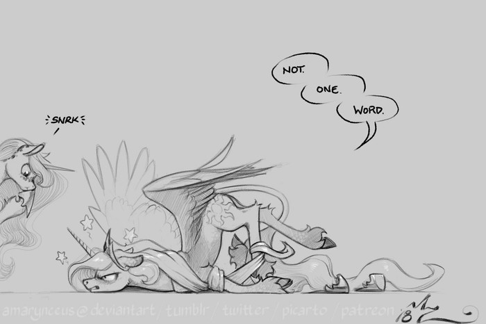 Heavy morning - My little pony, Princess celestia, Princess luna, Amarynceus