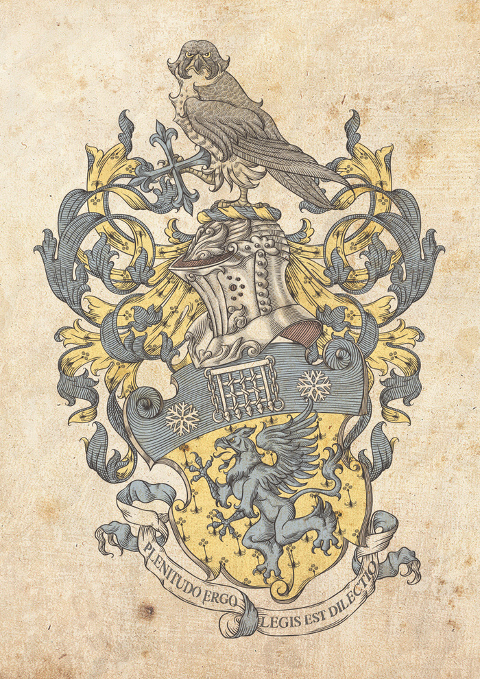 New coat of arms - My, Coat of arms, Heraldry, Art, Engraving, Shield, Peregrine falcon, Griffin, Illustrations, Longpost