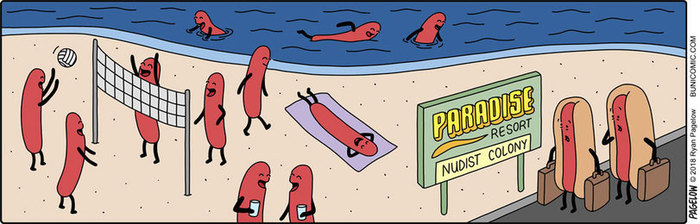 sausage beach - Buni, Pagelow, Sausages, Beach, Sausage party, Nudism, Comics