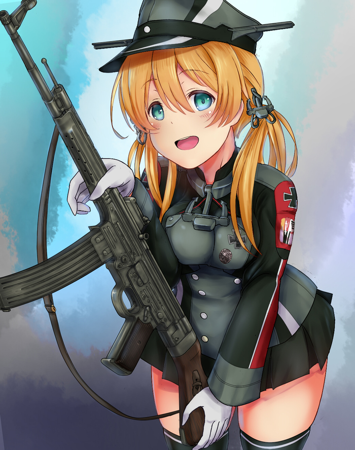 Prinz Eugen и StG 44 - Kantai Collection, Аниме, Anime Art, Prinz Eugen, Stg 44, Штурмовая винтовка