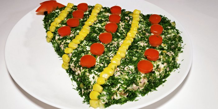 New Year's Salad Yolochka - My, Salad, New Year's salad, Recipe, Cooking, Video, Longpost