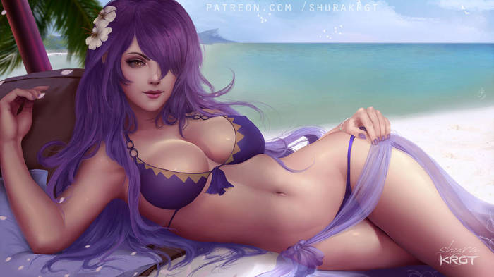 Camilla - NSFW, Deviantart, Art, Drawing, Girls, Beach, Fire emblem, Camilla, Shurakrgt