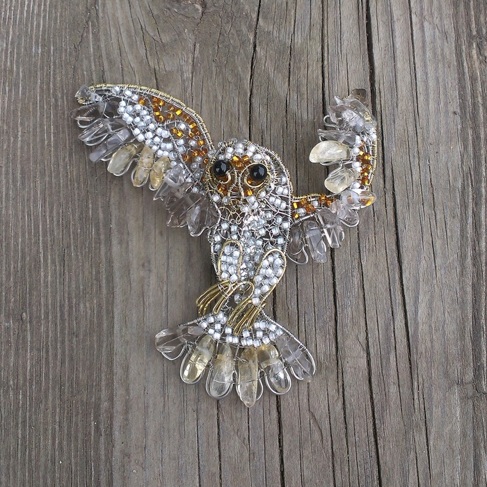 My wire creature. Owl - My, Needlework with process, Owl, Wire jewelry, Wire wrap, Decoration, Longpost