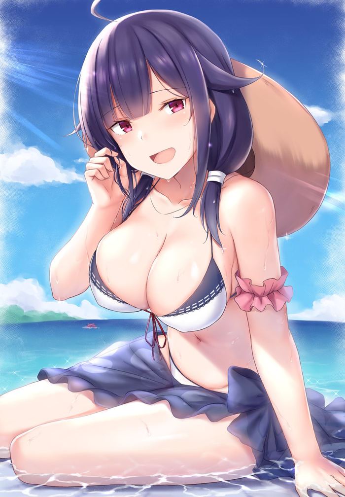 Suzutsuki and Taigei (Artist: Cai Geng) - NSFW, Kantai collection, Anime, Anime art, Suzutsuki, Taigei, Swimsuit, Longpost