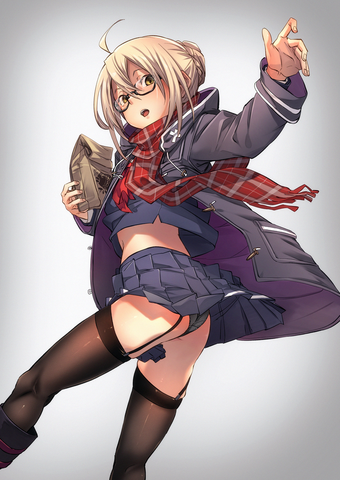 Heroine X Alter - Anime, Anime art, Fate grand order, Mysterious Heroine X Alter, Pantsu, School uniform, Glasses