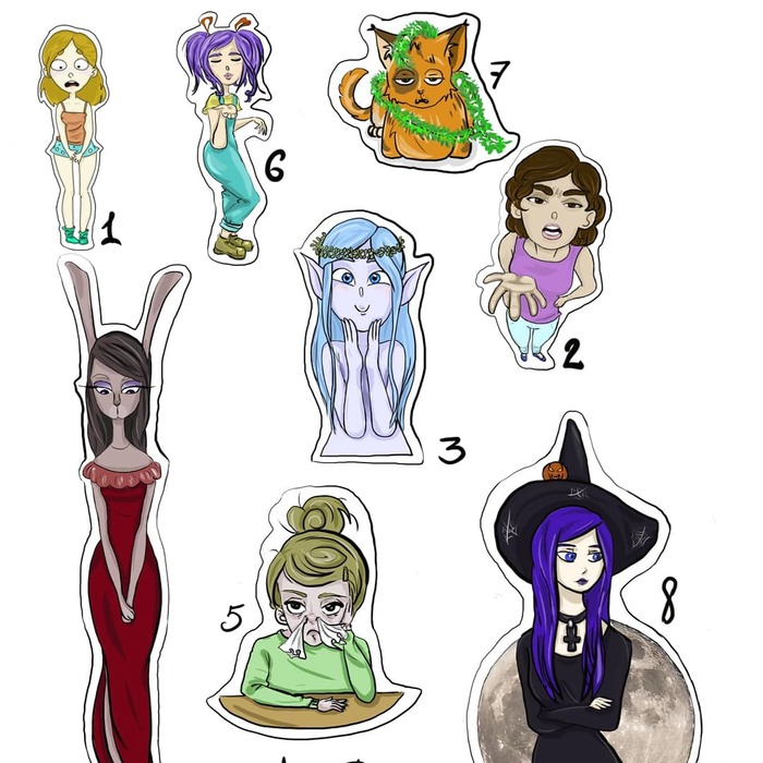 Which do you think is better? - My, Stickers, Stikers, Drawing, Girls, cat, Rabbit