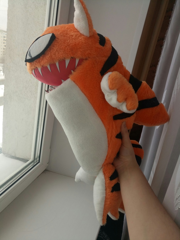 When I literally understood the name tiger shark .... Plush monster from Don't Starve Shipwrecked - My, Needlework without process, Dont starve, Soft toy, Shark, Handmade, Sewing, Longpost