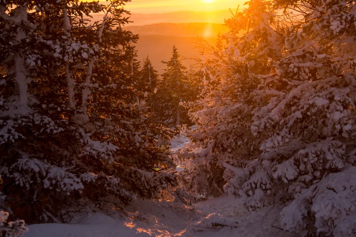 Dawn on Yurma - Ural, Southern Urals, The mountains, Jurma, Snow, Winter, The photo, Nature