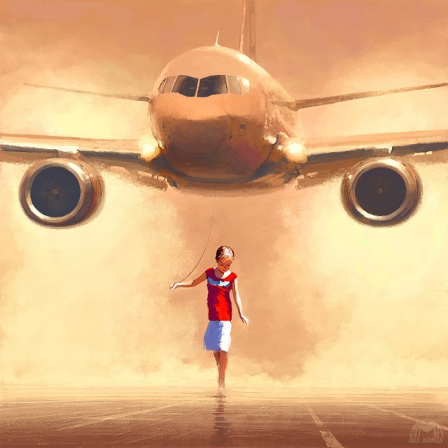 The girl and the plane. - Airplane, Girl, Andreev