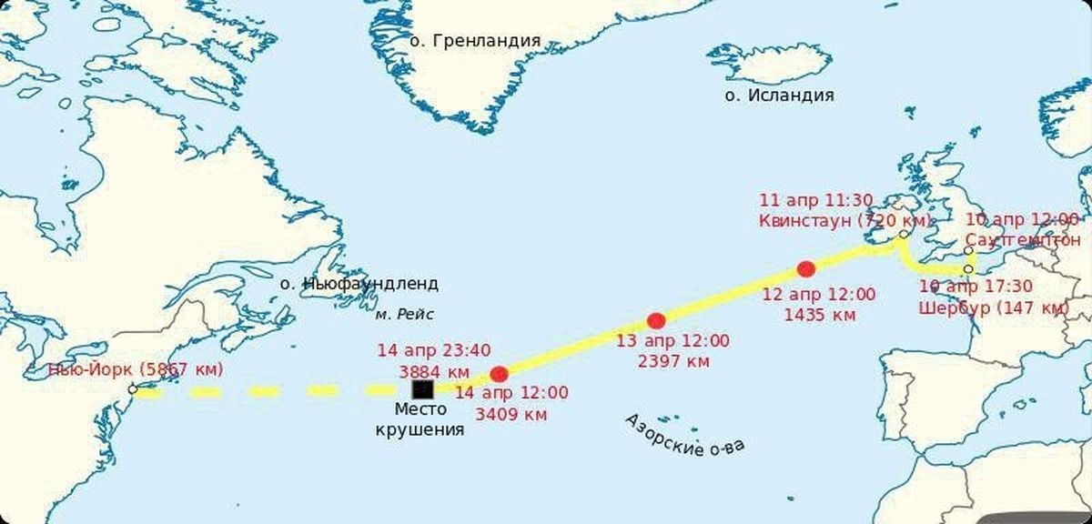 Путь следования. Место крушения Титаника на карте. Маршрут Титаника 1912. Место гибели Титаника на карте. В каком месте затонул Титаник показать на карте.