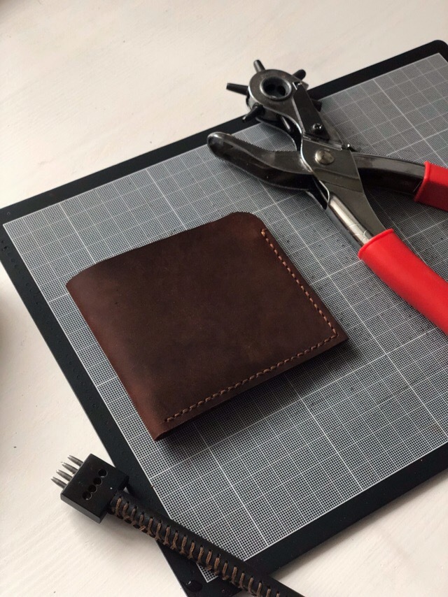 Minimalistic leather wallet. Item #1 - My, Wallet, Crazy Horse Products, Handmade, Leather craft, Natural leather, Longpost