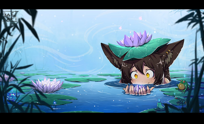 Art Water Lily - Anime Art, Аниме, Anime Original, Animal Ears, Kate Fox