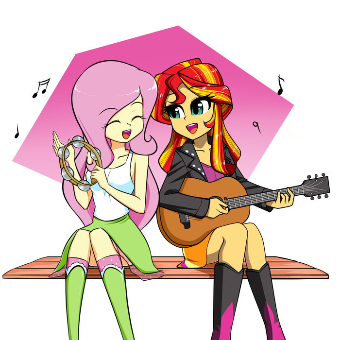 Sunshyne Singing My Little Pony, Equestria Girls, Fluttershy, Sunset Shimmer, Twilite-sparkleplz, Nekojackun