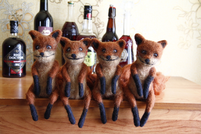 Friday. Time to meet up with friends! - My, Stoned fox, Dry felting, Fox, Friday tag is mine, Needlework without process