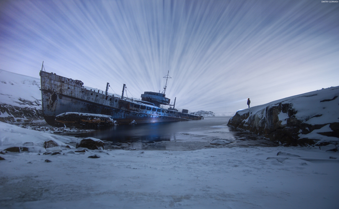 Cemetery of abandoned ships - My, Russia, Ship, Abandoned, The photo, Night, Murmansk, Landscape, Travels