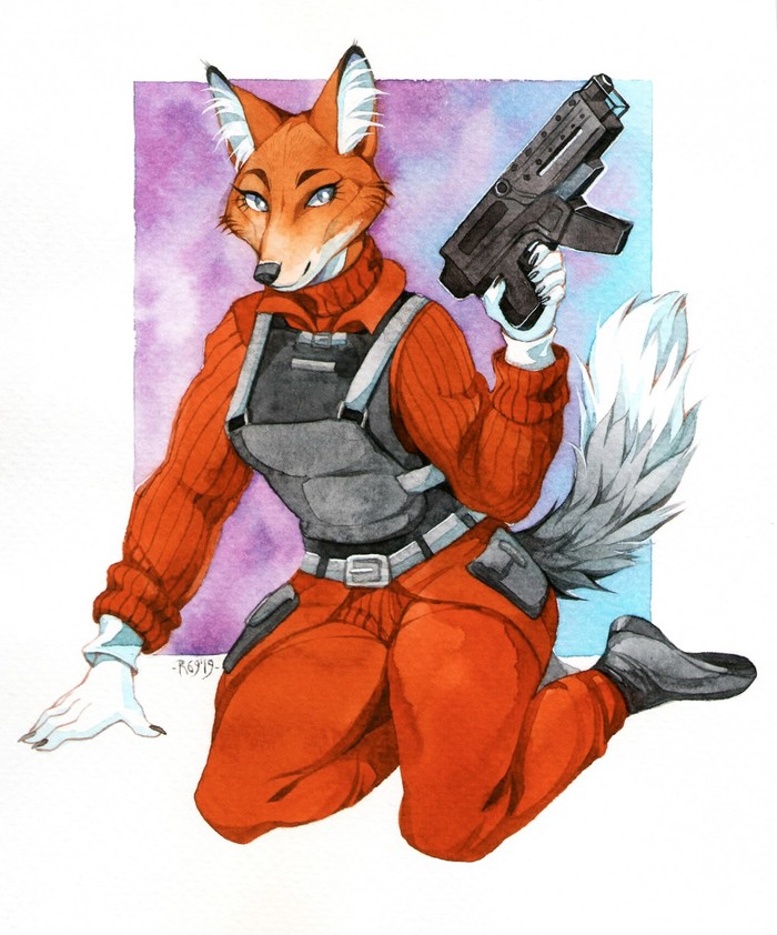 Whisper - Furry, Art, Rinkusu69, Weapon, Watercolor, Traditional art