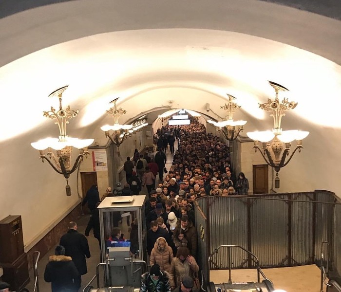 Traffic jam in the subway - My, Metro, Moscow