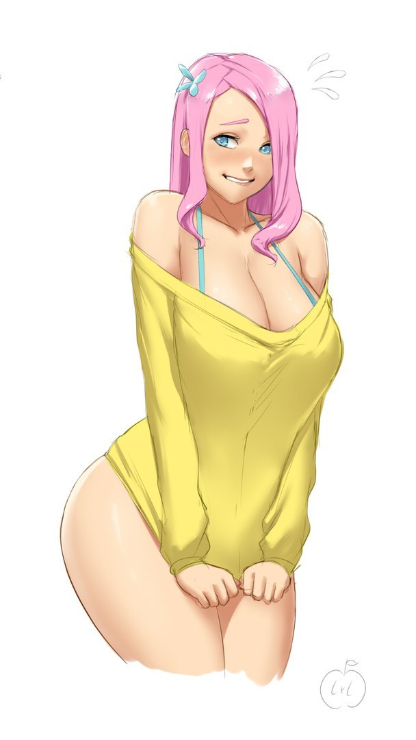 Confused - NSFW, Girls, My little pony, Fluttershy, Humanization