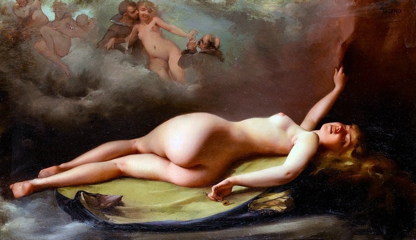 The beauty of the female body in the works of the Spanish painter Luis Ricardo Falero - NSFW, Longpost, Art, Painting, Painting, Naked, beauty, 