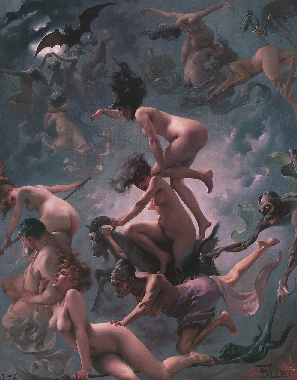 The beauty of the female body in the works of the Spanish painter Luis Ricardo Falero - NSFW, Longpost, Art, Painting, Painting, Naked, beauty, 