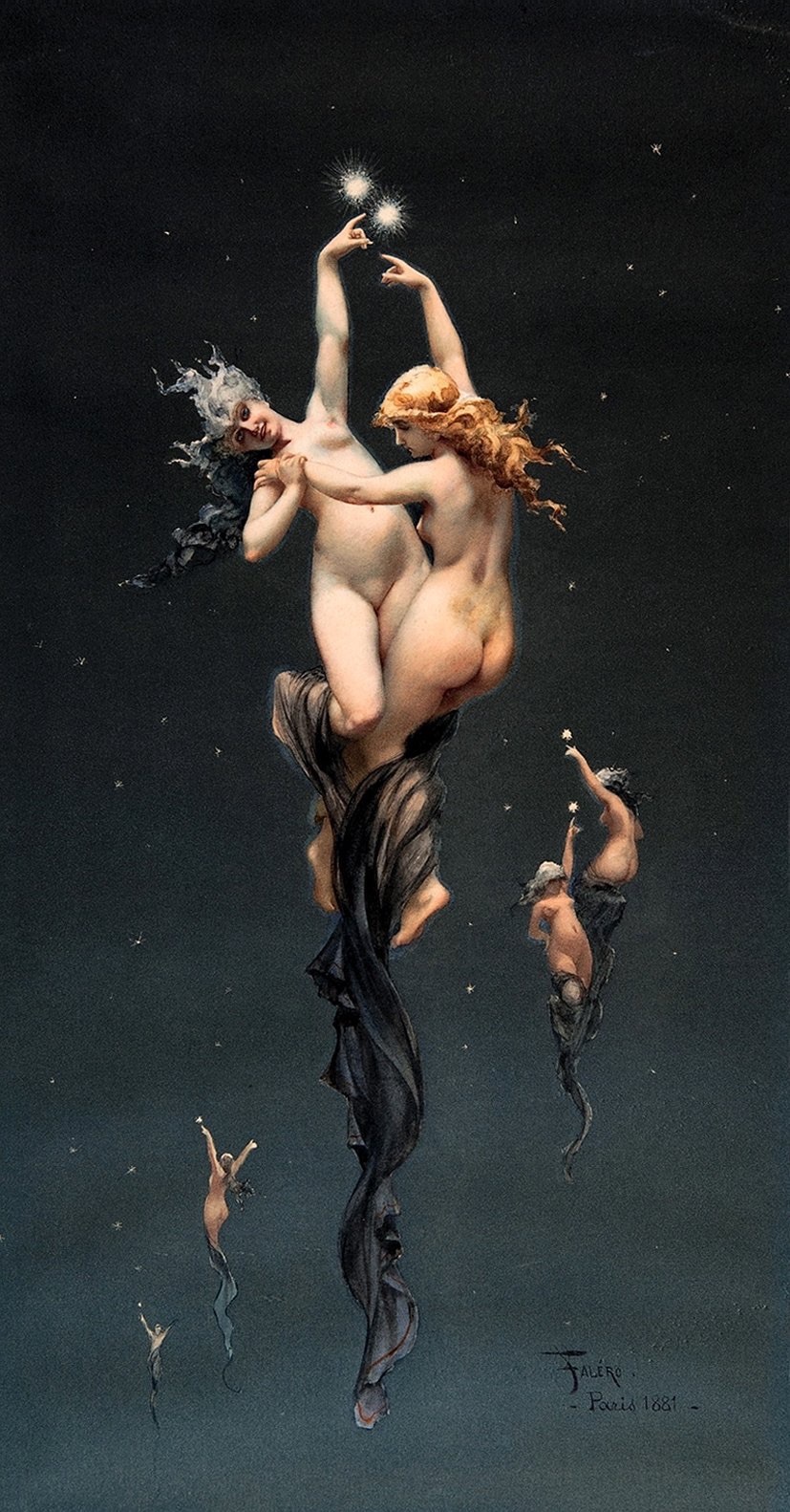 The beauty of the female body in the works of the Spanish painter Luis Ricardo Falero - NSFW, Longpost, Art, Painting, Painting, Naked, beauty, 