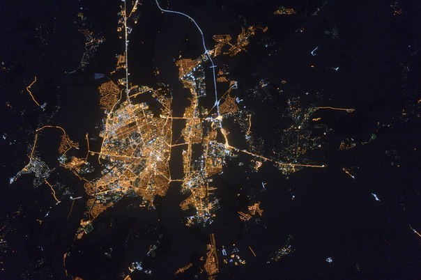 Cosmonaut Sergei Volkov made a custom photo of cities from space - Sergey Volkov, Cities of Russia, Voronezh, Saratov, Odessa, Minsk, Vladivostok, Longpost