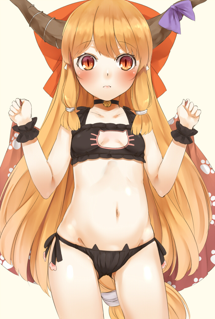 Suika Ibuki - NSFW, Anime Art, Touhou, Ibuki Suika, Аниме, Cat Keyhole Bra