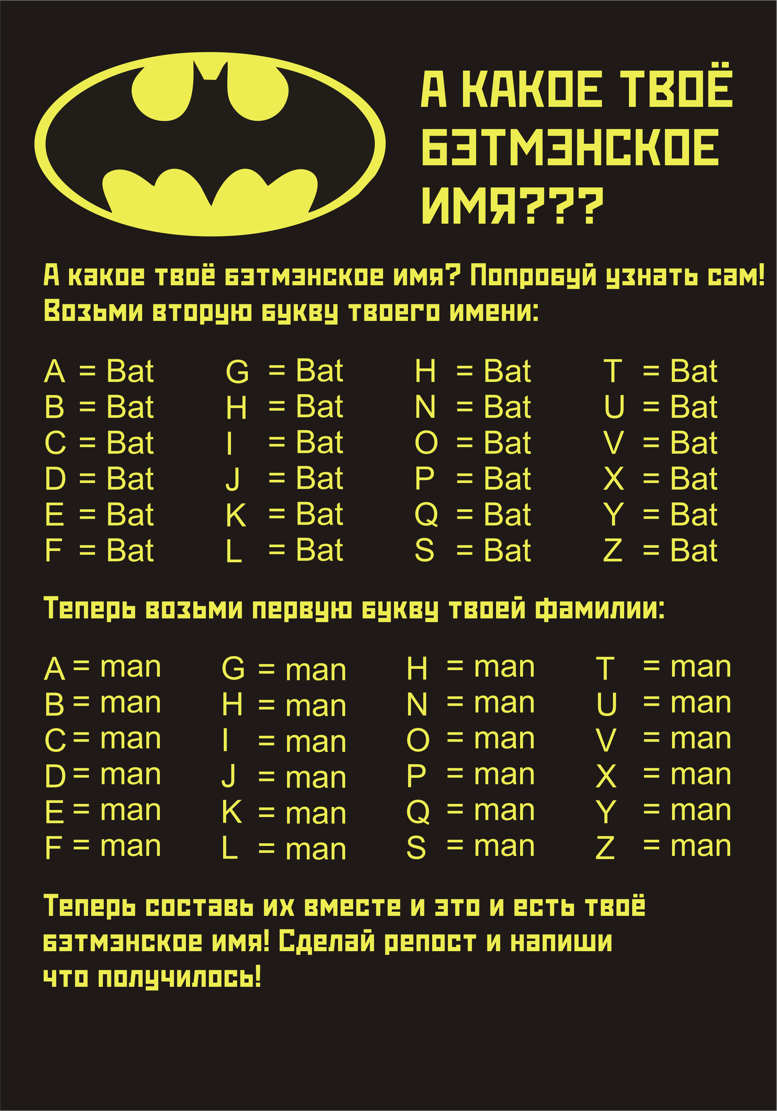 Узнай своё бэтмэнское имя | Пикабу