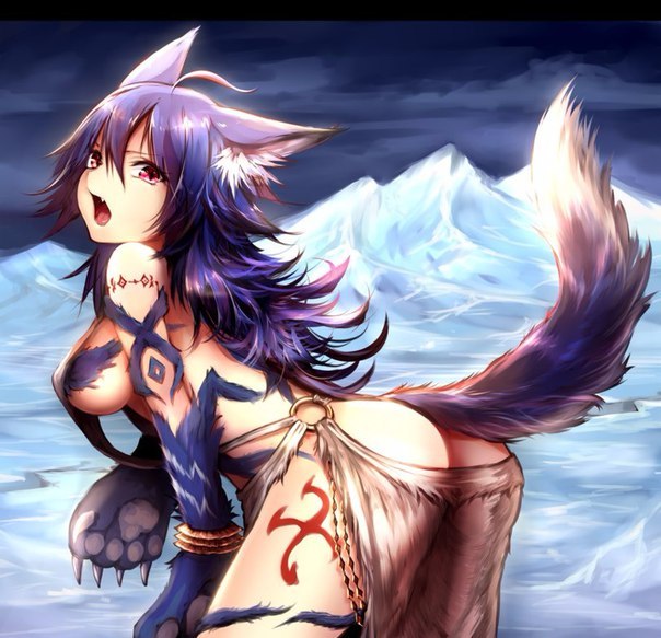 Eared from the North. - NSFW, Anime, Art, Anime art, Eared, Neko, Ice, Granblue fantasy, 