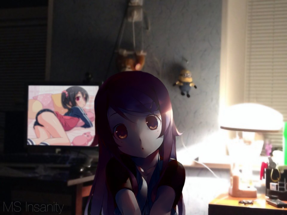 I often have guests. And everyone... No, I try to photograph every guest in my room. - NSFW, My, Anime art, , Msinsanity, Madskillz, Photoshop, Longpost, Anime