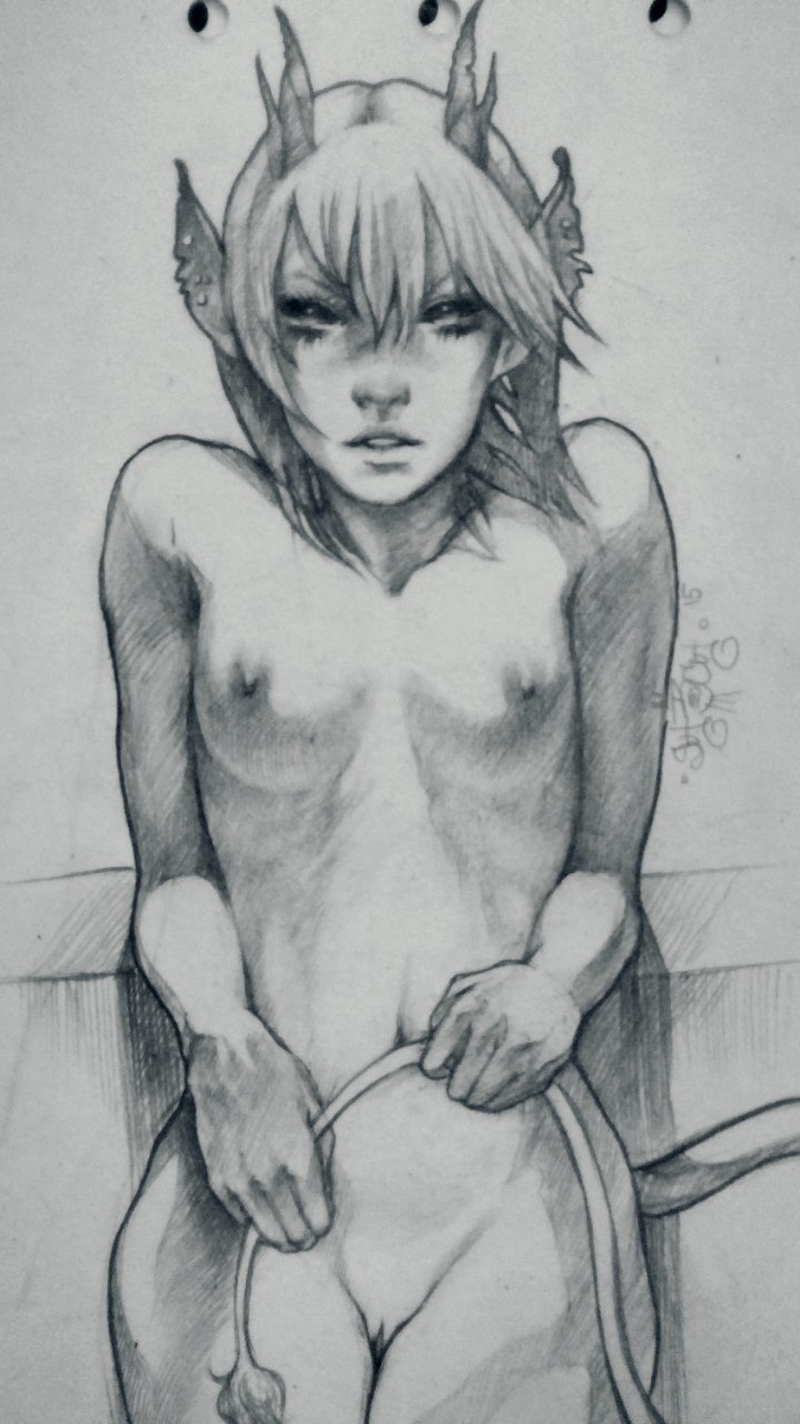 Imp :3 - NSFW, My, Drawing, Imp, Graphics, Pencil, Art, Sketch