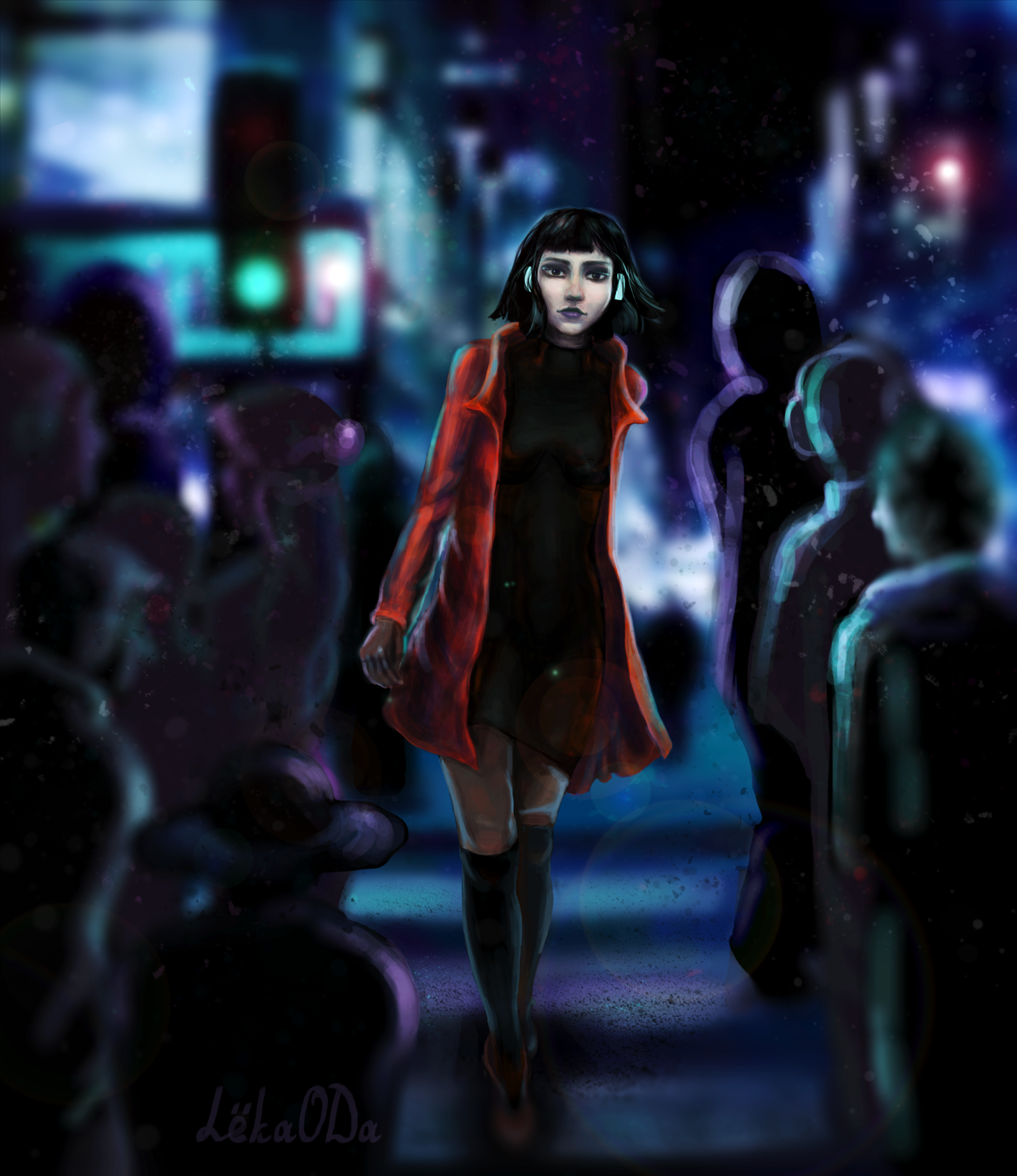 Девушка Город Ночь Фото