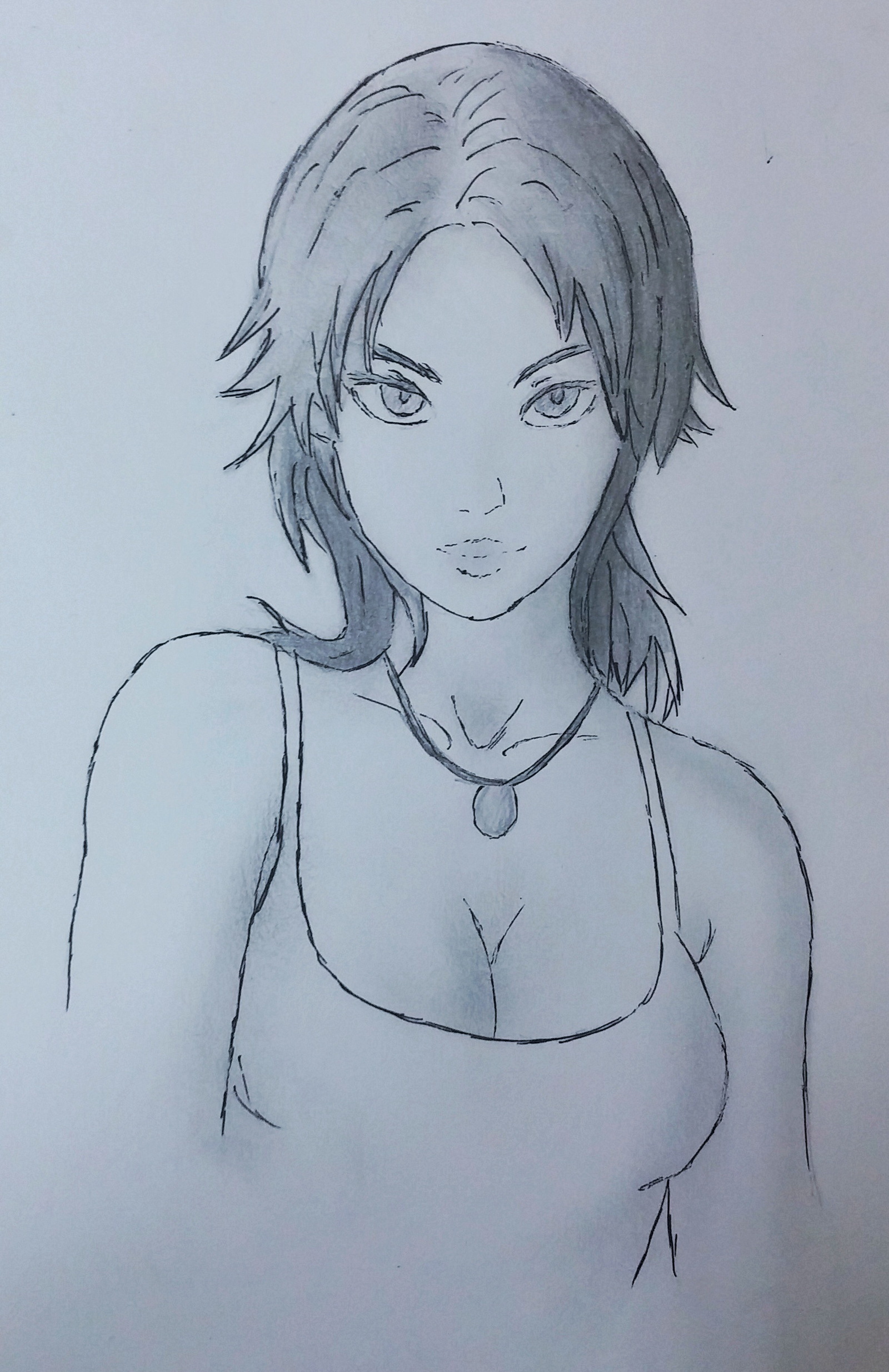 Tomb Rider - Lara Croft - My, Pencil drawing, Lara Croft