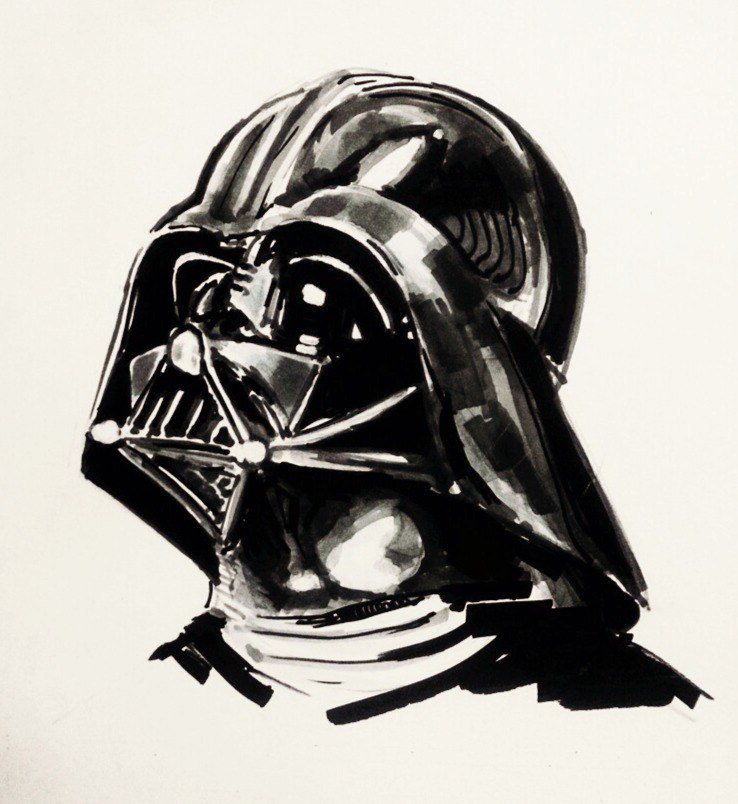 Attempt at writing. - My, Star Wars, Darth vader, Sketch, Drawing, Marker, 