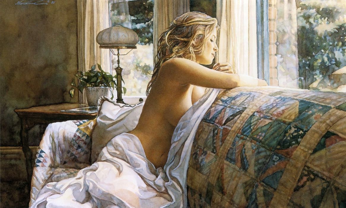 Watercolor by Steve Hanks - NSFW, Girls, Breast, Boobs, Painting, Drawing, Nudity, Longpost, Steve Hanks