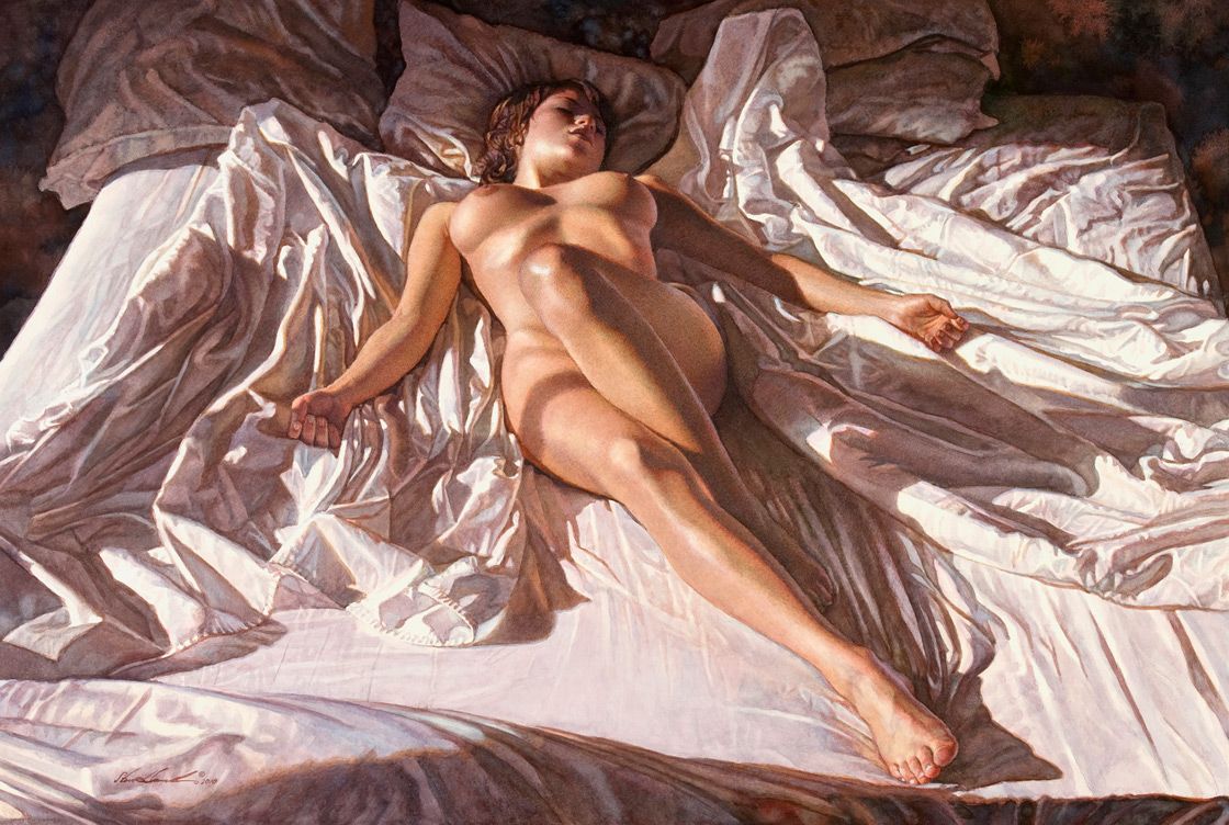 Watercolor by Steve Hanks - NSFW, Girls, Breast, Boobs, Painting, Drawing, Nudity, Longpost, Steve Hanks