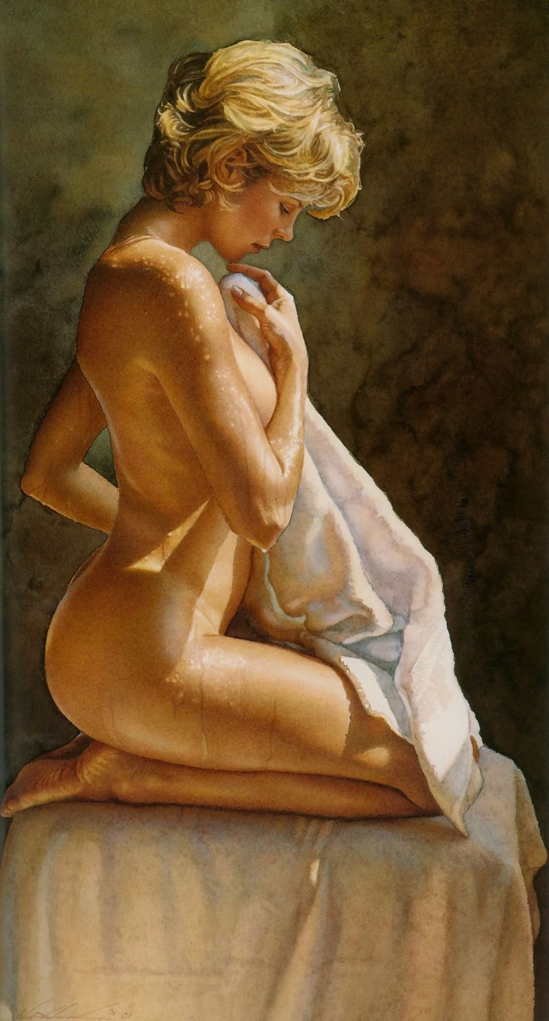 Watercolor by Steve Hanks - NSFW, Girls, Breast, Boobs, Painting, Drawing, Nudity, Longpost, Steve Hanks