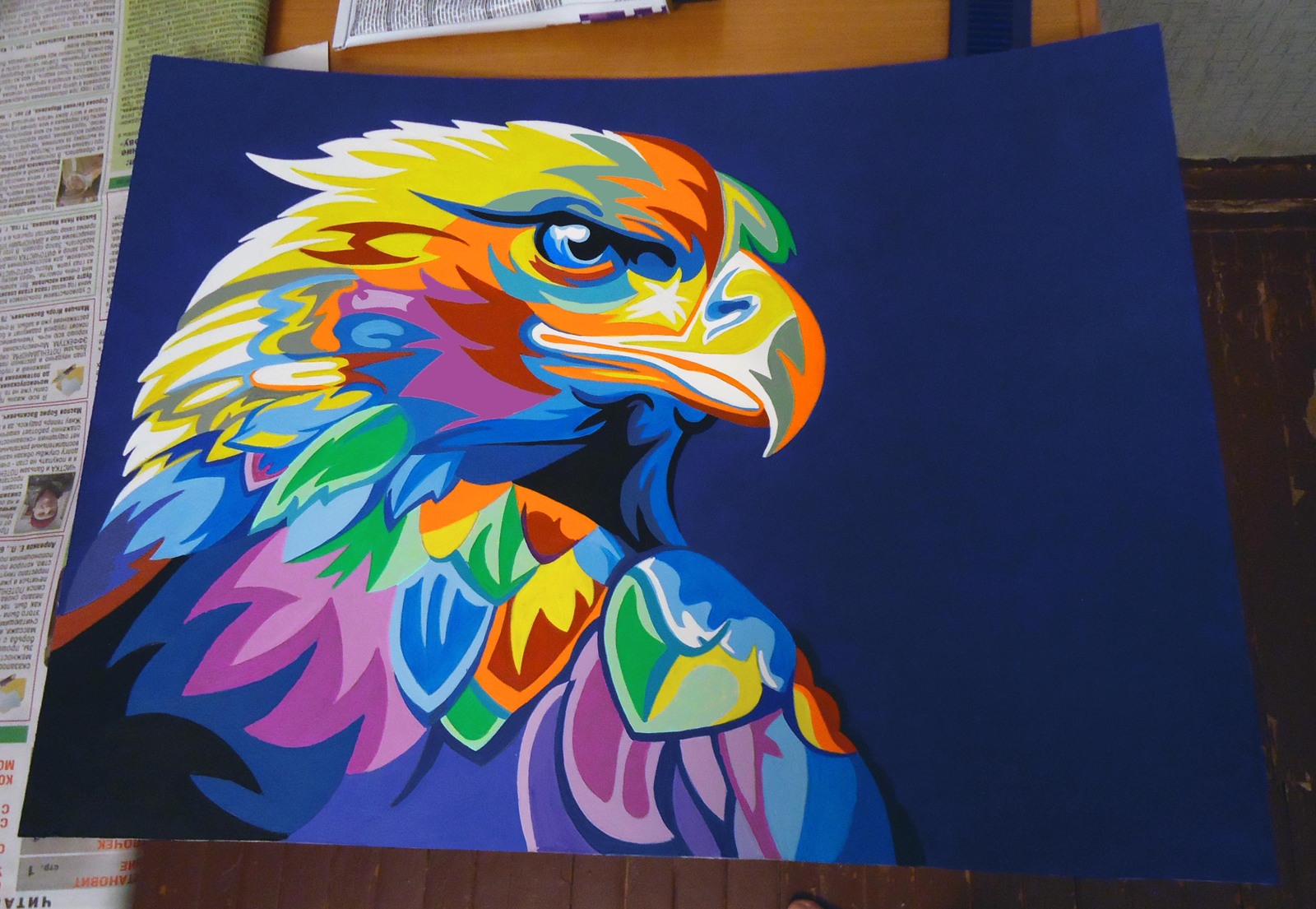 acrylic eagle - My, Painting, Acrylic, Eagle