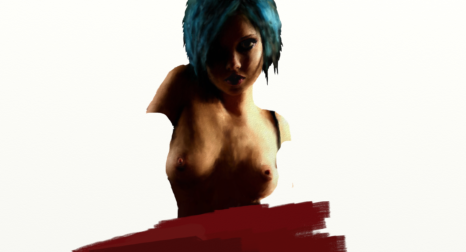 Drawing with Photoshop. Sara X Mills. - NSFW, My, Photoshop, Drawing, Sara X mills, Breast, Erotic