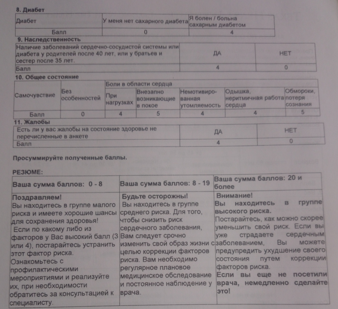 Экспресс-тест состояния здоровья по версии Техасского Института Сердца |  Пикабу