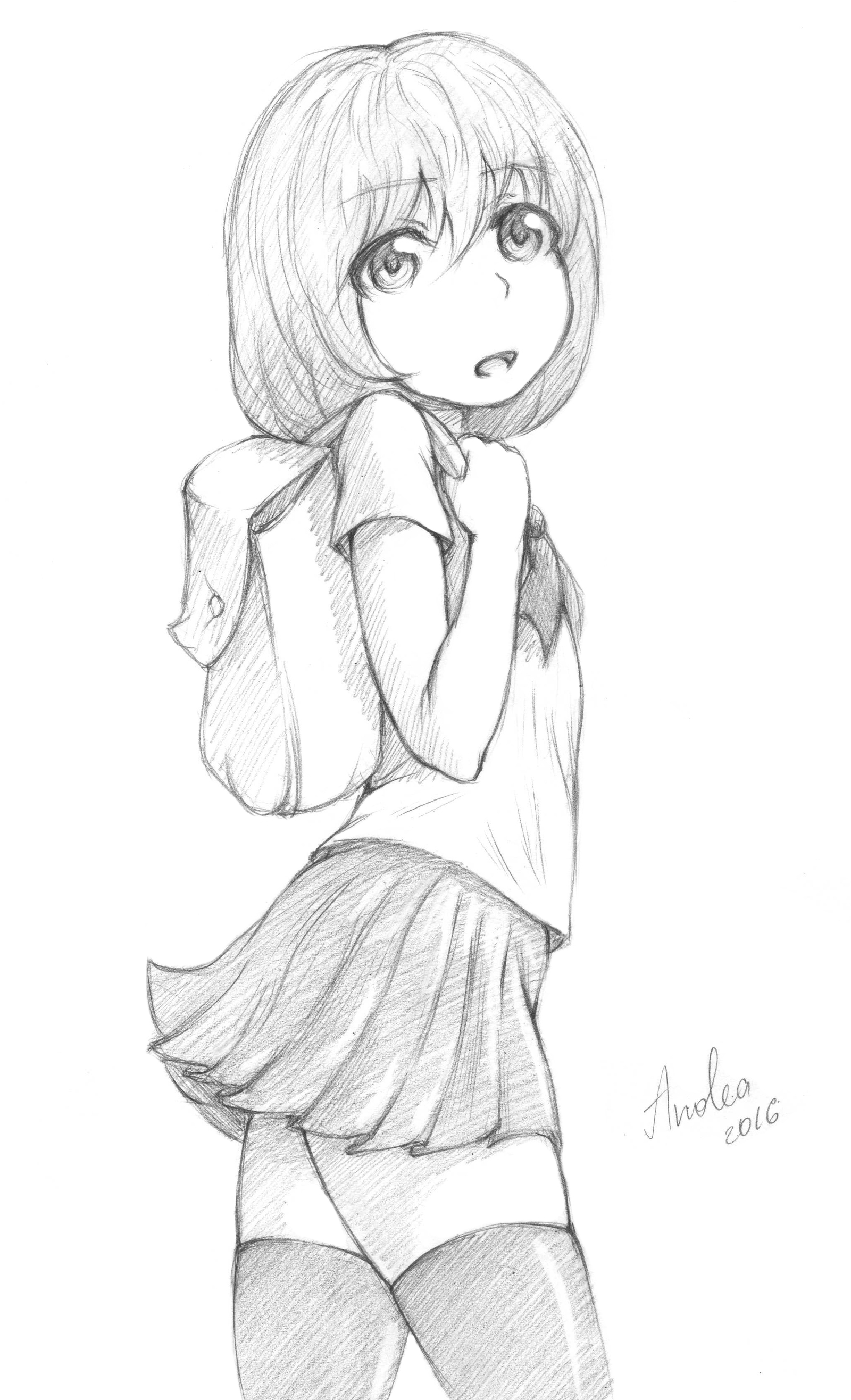Lolechki - NSFW, My, Anime, Drawing, Loli, Girl, Longpost, My, Pencil