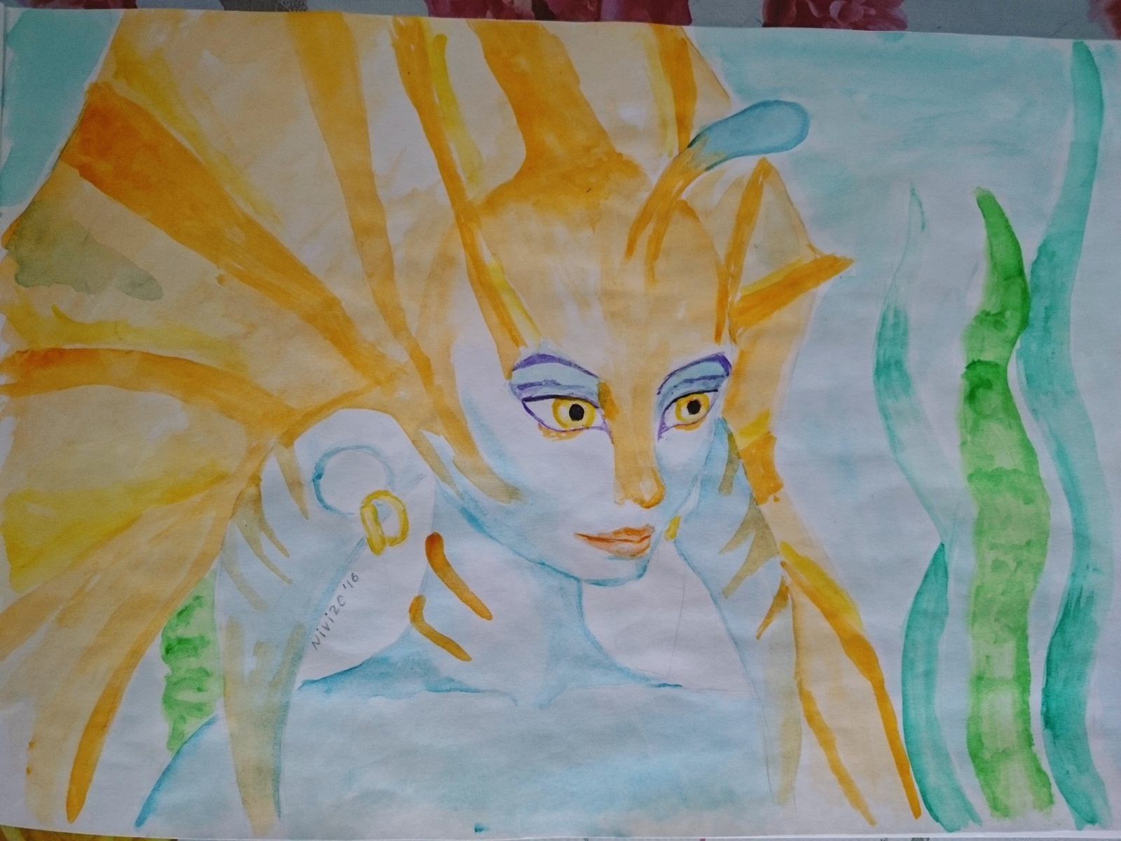 Naga siren watercolor - My, Dota 2, Naga siren, Painting, Watercolor