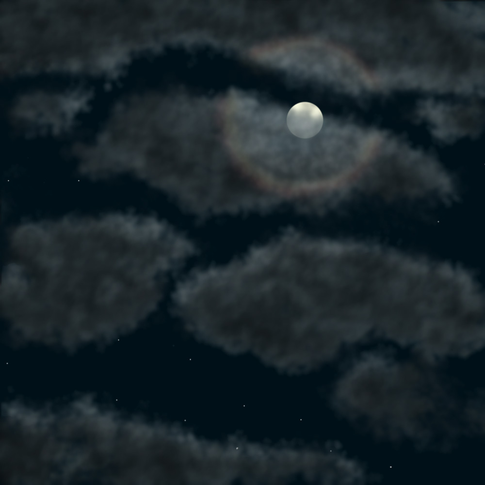 When you see a beautiful view outside the window,.. - My, Painting, Photoshop, moon, Clouds