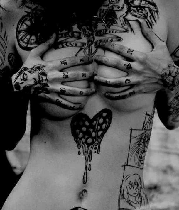 And again beautiful tattoos on girls. - NSFW, Tattoo, Girls, Erotic, Strawberry, Longpost, Ace Ventura