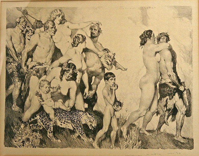 Erotic phantasmagoria by artist Norman Lindsay - NSFW, , Painting, Satyr, Fantasy, Longpost